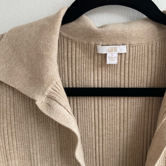 Lunya Cozy Cotton Silk Variegated Rib Cardigan - Adagio Cream s/xs - Picture 7 of 13